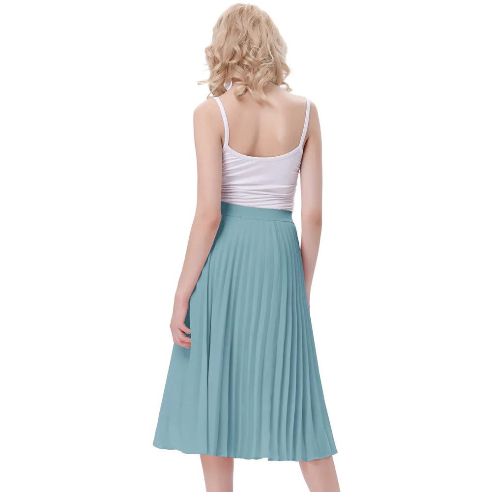 Stylish Fashion High Waist Pleated Swing A-Line Skirt