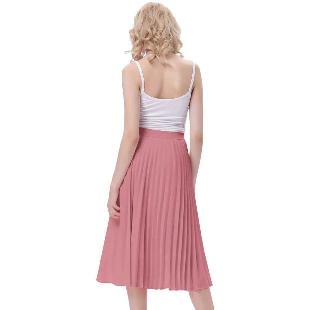 Stylish Fashion High Waist Pleated Swing A-Line Skirt