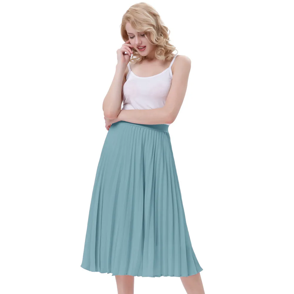 Stylish Fashion High Waist Pleated Swing A-Line Skirt