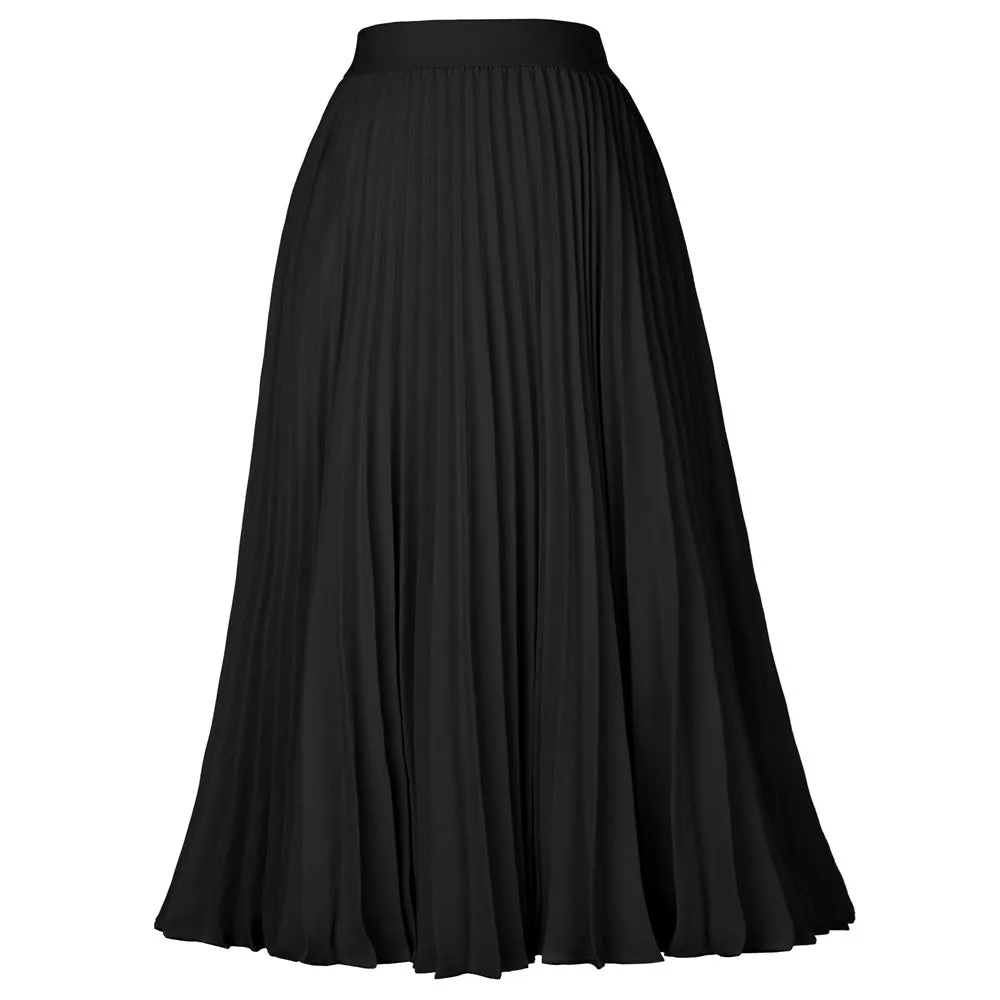 Stylish Fashion High Waist Pleated Swing A-Line Skirt