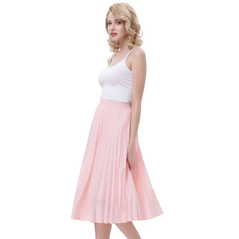 Stylish Fashion High Waist Pleated Swing A-Line Skirt