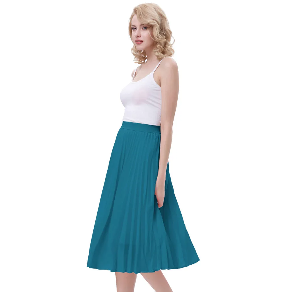 Stylish Fashion High Waist Pleated Swing A-Line Skirt