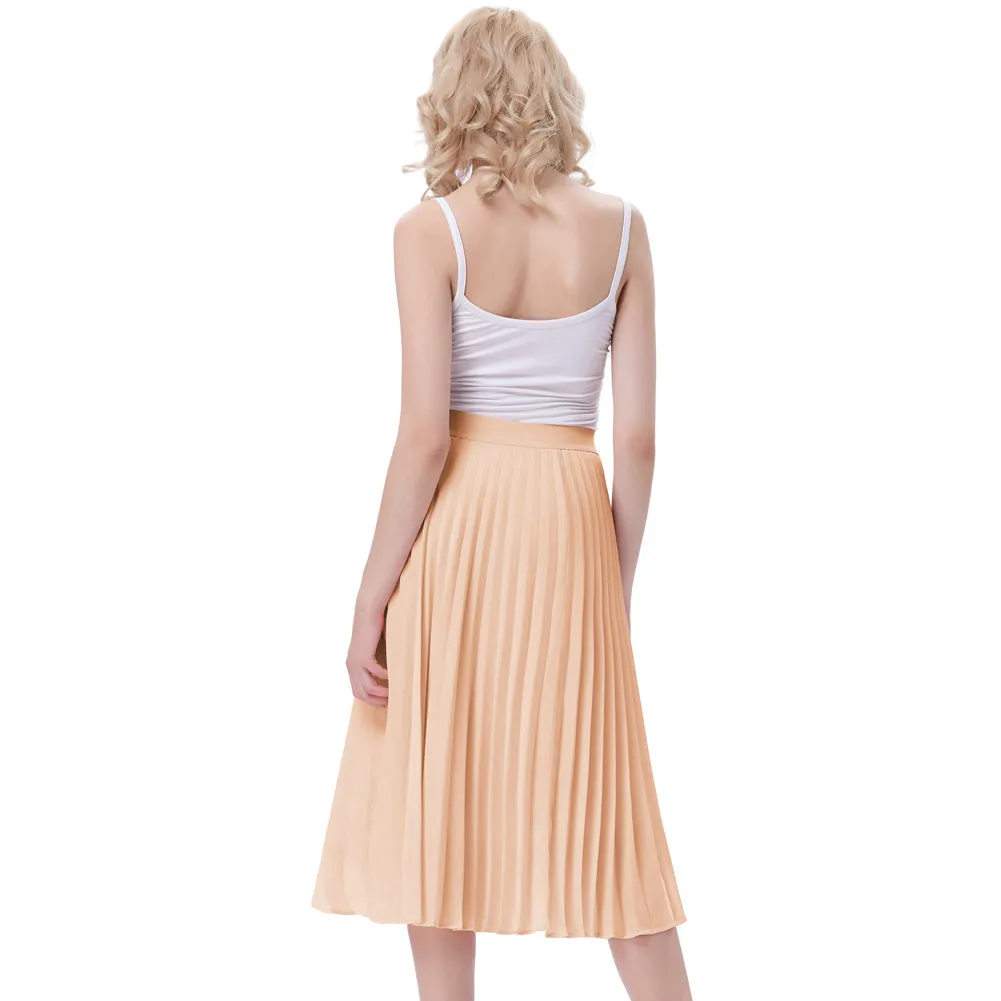 Stylish Fashion High Waist Pleated Swing A-Line Skirt