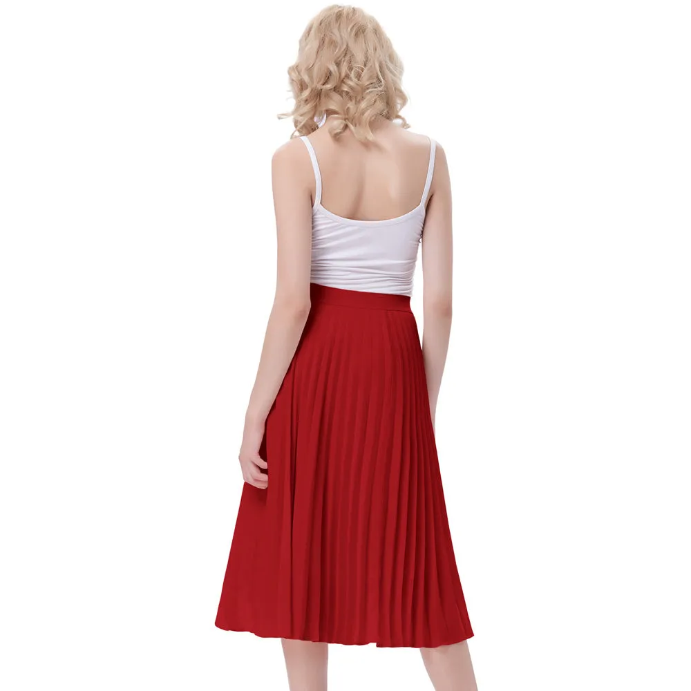 Stylish Fashion High Waist Pleated Swing A-Line Skirt