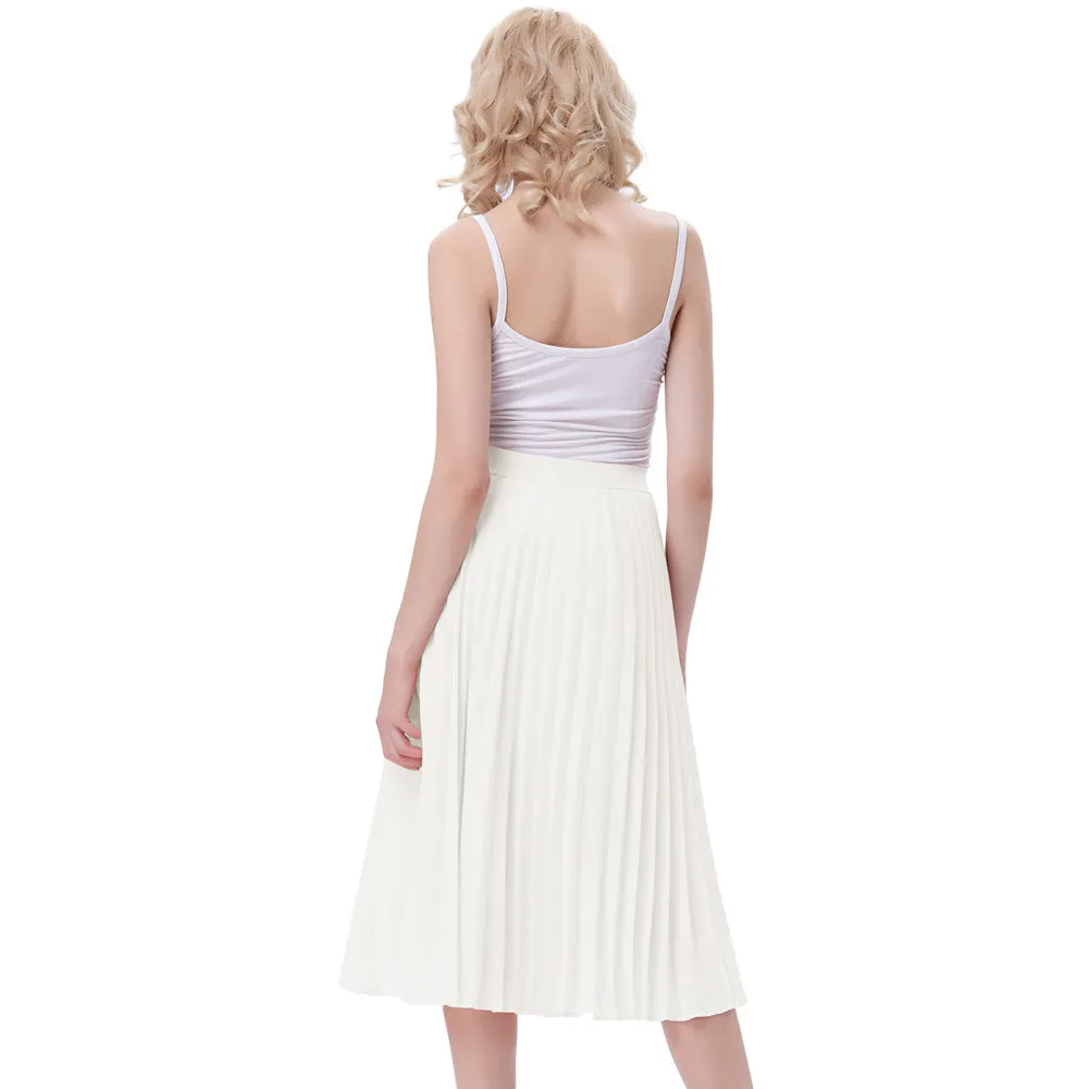 Stylish Fashion High Waist Pleated Swing A-Line Skirt