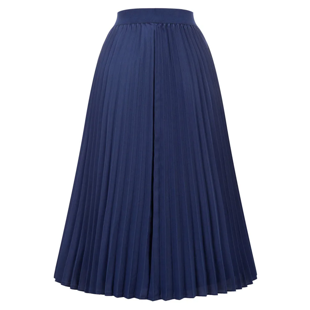 Stylish Fashion High Waist Pleated Swing A-Line Skirt