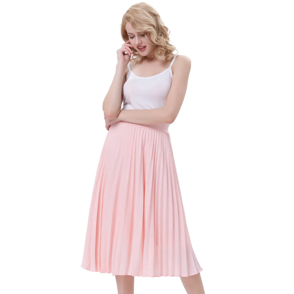 Stylish Fashion High Waist Pleated Swing A-Line Skirt