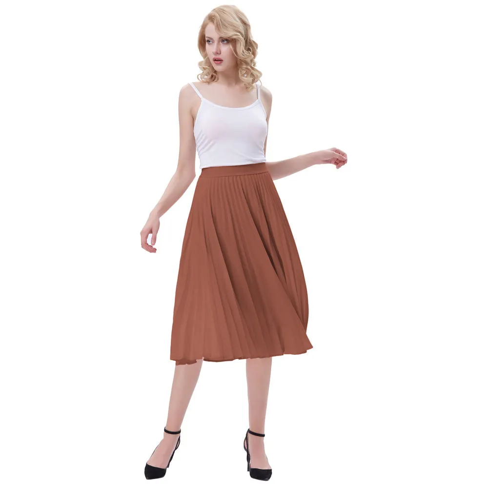 Stylish Fashion High Waist Pleated Swing A-Line Skirt