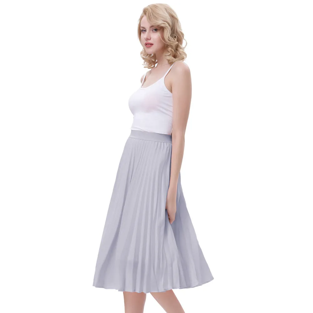 Stylish Fashion High Waist Pleated Swing A-Line Skirt