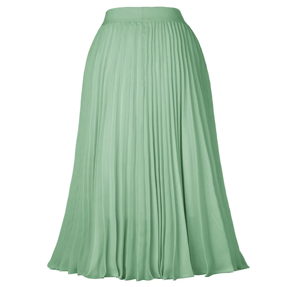 Stylish Fashion High Waist Pleated Swing A-Line Skirt