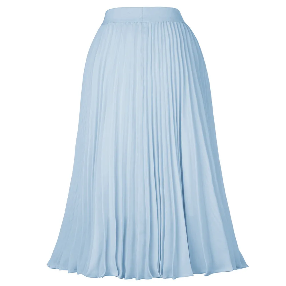 Stylish Fashion High Waist Pleated Swing A-Line Skirt