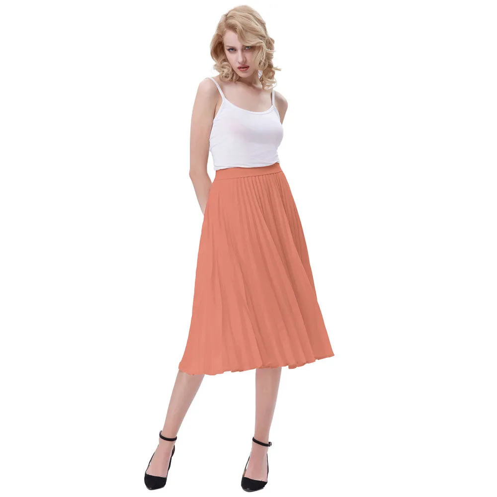 Stylish Fashion High Waist Pleated Swing A-Line Skirt