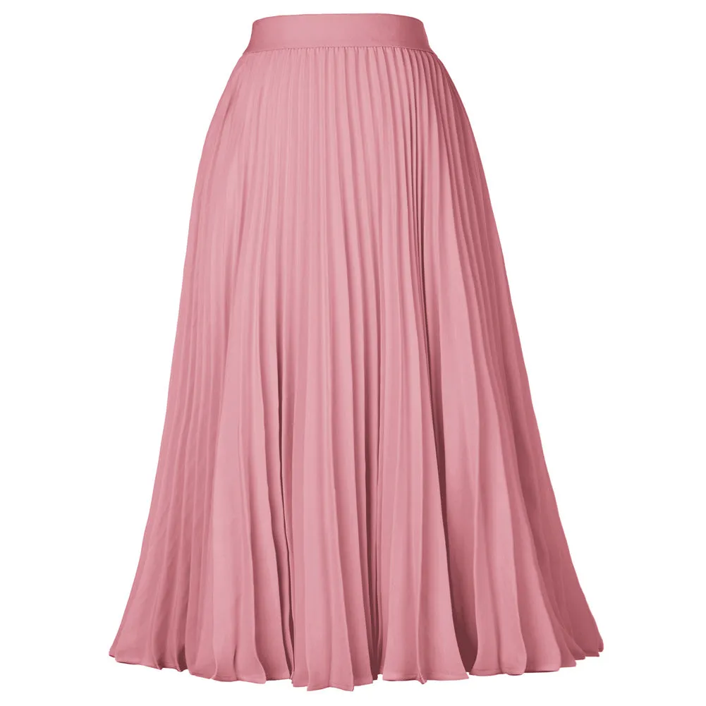 Stylish Fashion High Waist Pleated Swing A-Line Skirt