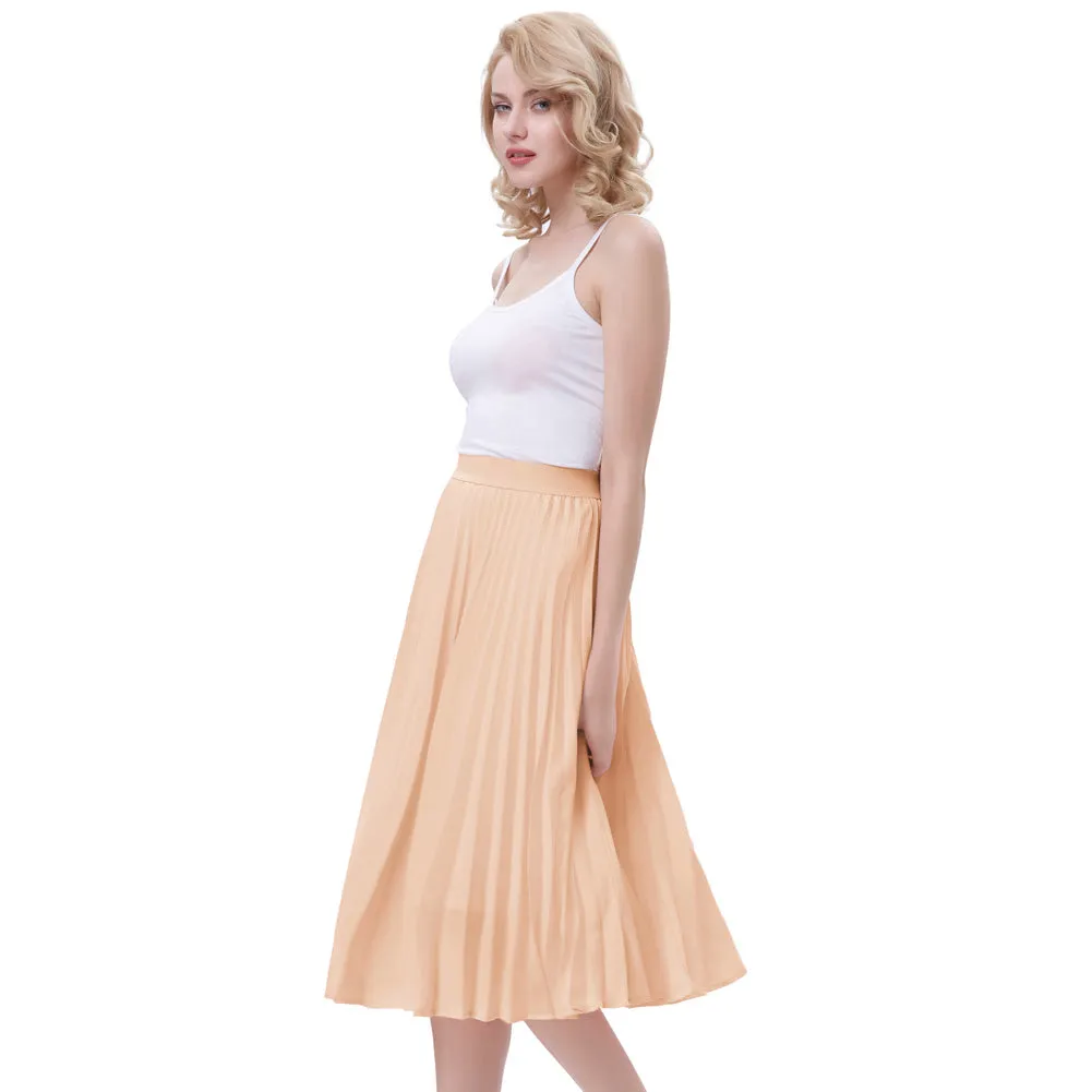 Stylish Fashion High Waist Pleated Swing A-Line Skirt