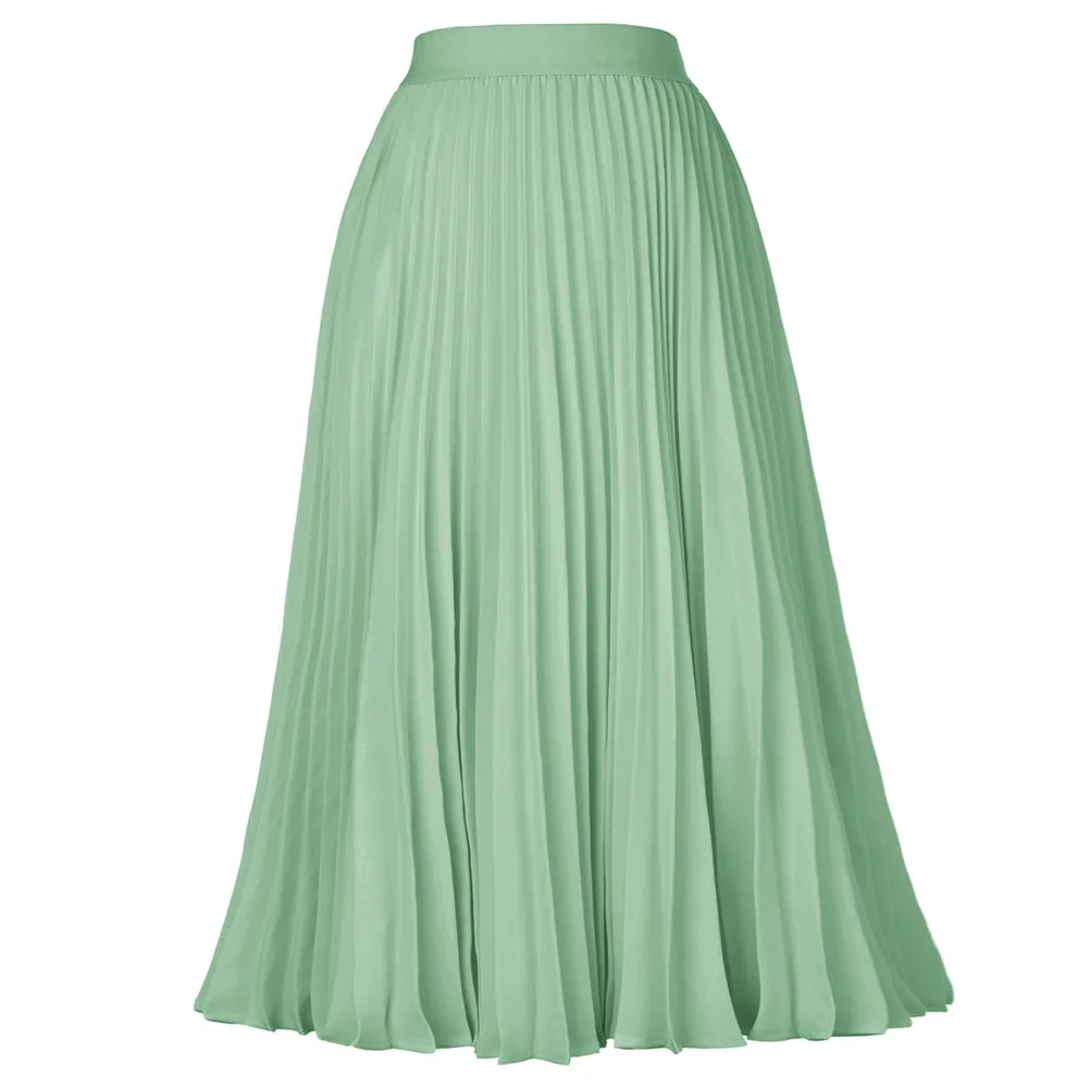 Stylish Fashion High Waist Pleated Swing A-Line Skirt