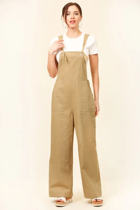 Tan Knot Detail and Wide Leg Jumpsuits