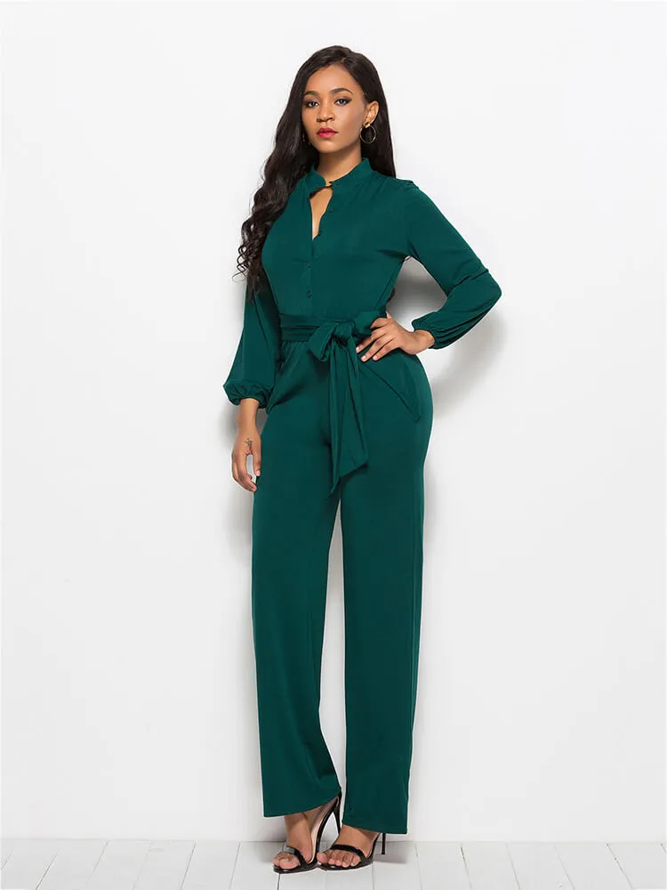 Wide Leg JumpSuits Rompers With Belt