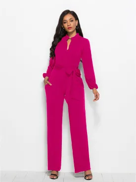 Wide Leg JumpSuits Rompers With Belt