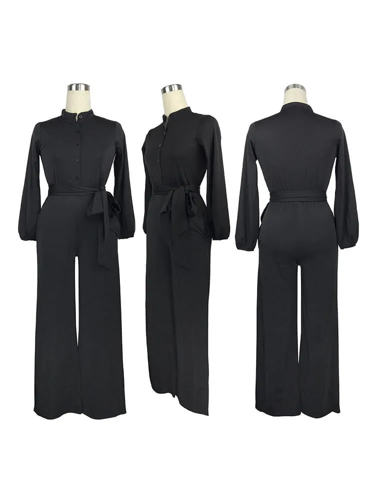 Wide Leg JumpSuits Rompers With Belt