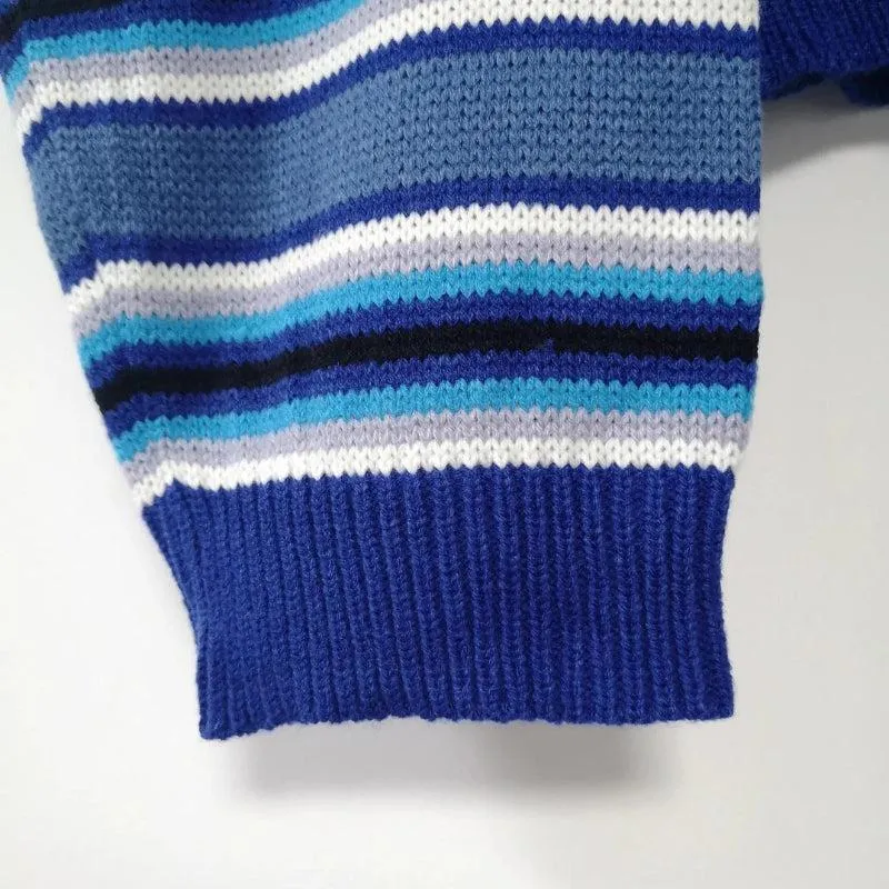 Wide Sleeved Striped Knitted Sweater