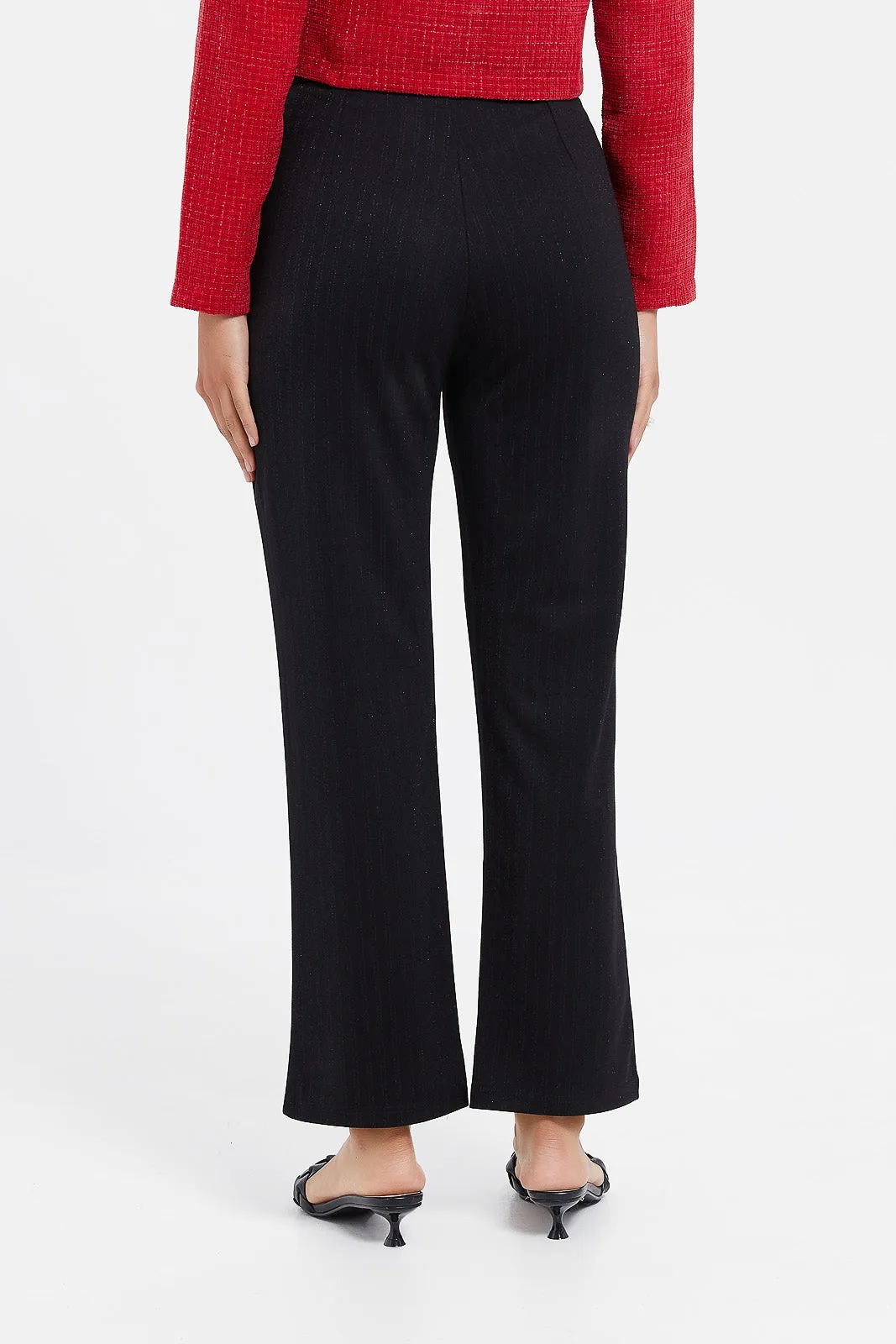 Women Black Straight Fit Trousers