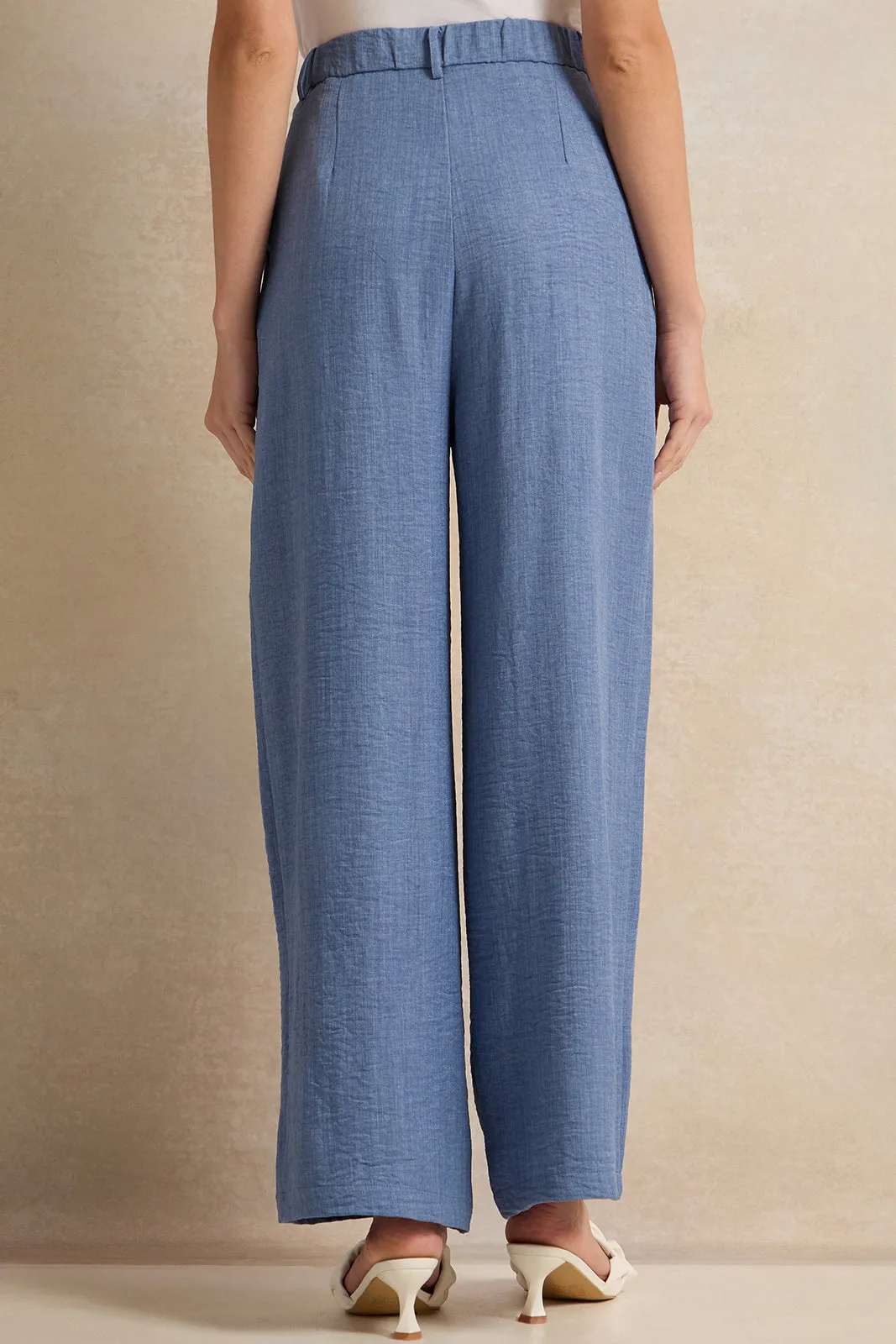 Women Blue Straight Fit Trousers