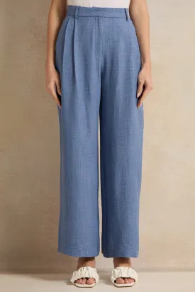 Women Blue Straight Fit Trousers