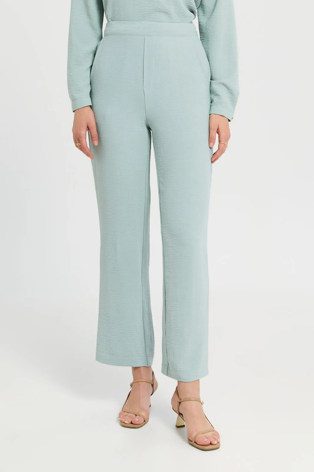 Women Mint Straight Fit Trousers