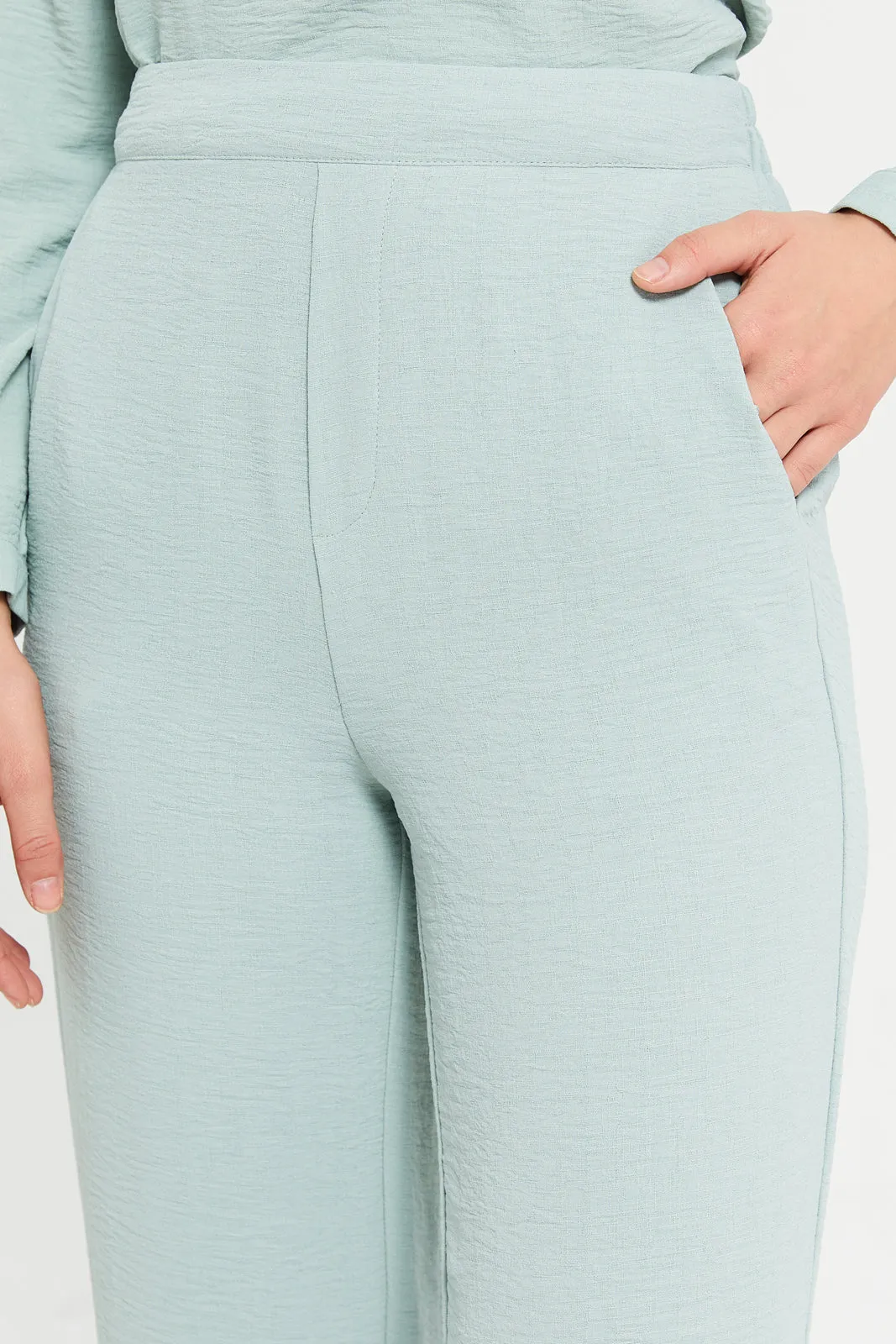 Women Mint Straight Fit Trousers