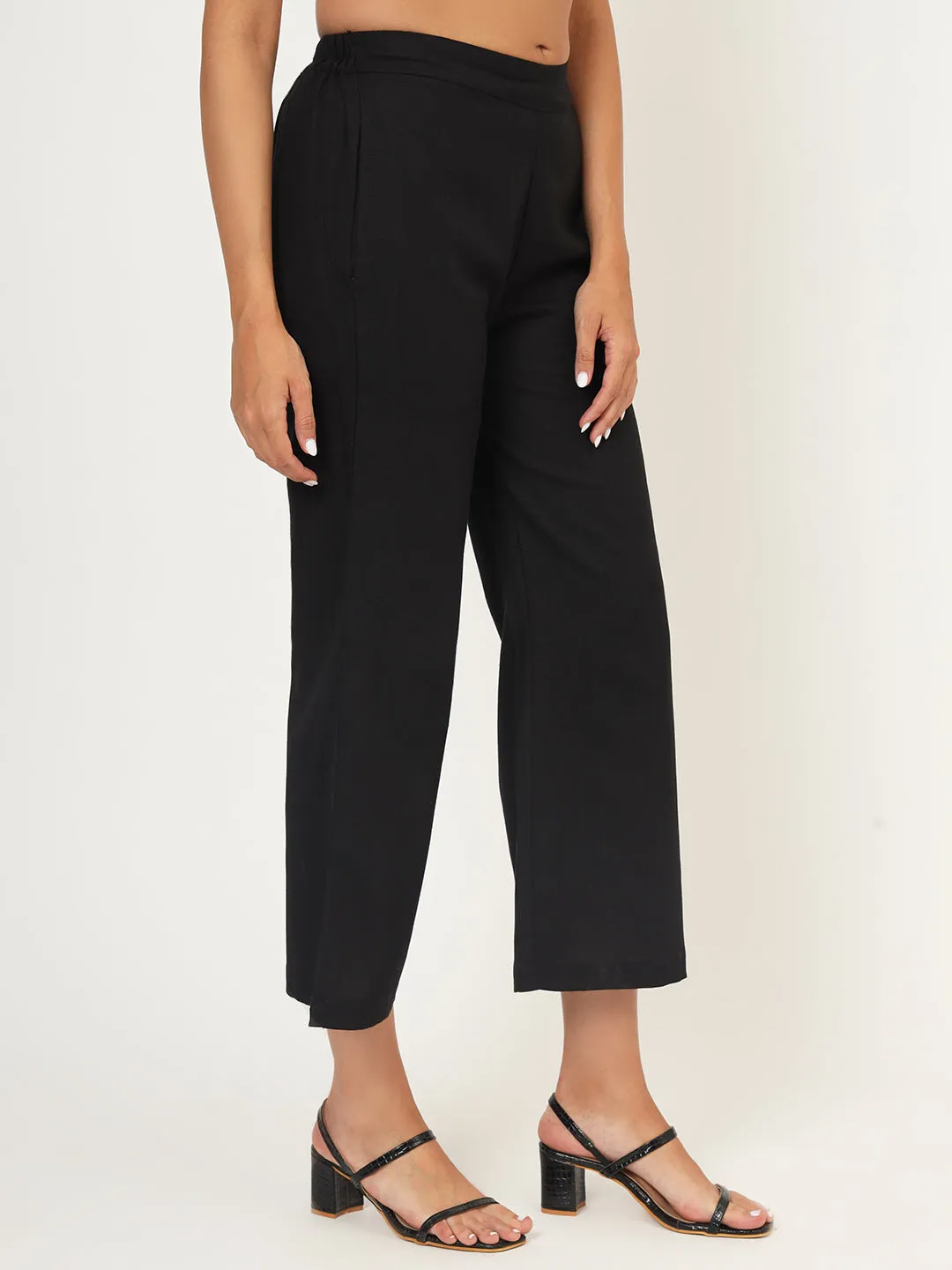 Women Straight Fit Black Trouser