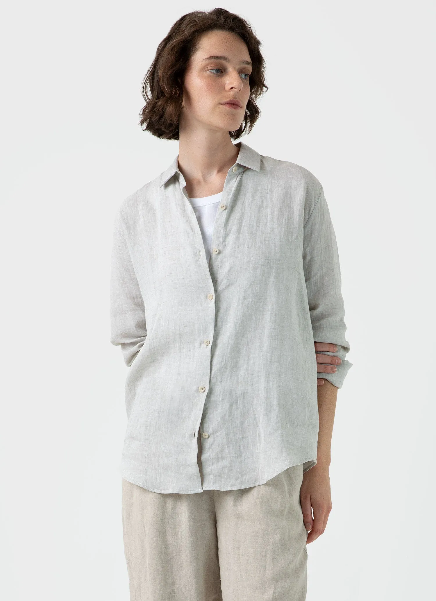 Women's Linen Shirt in Oatmeal Melange