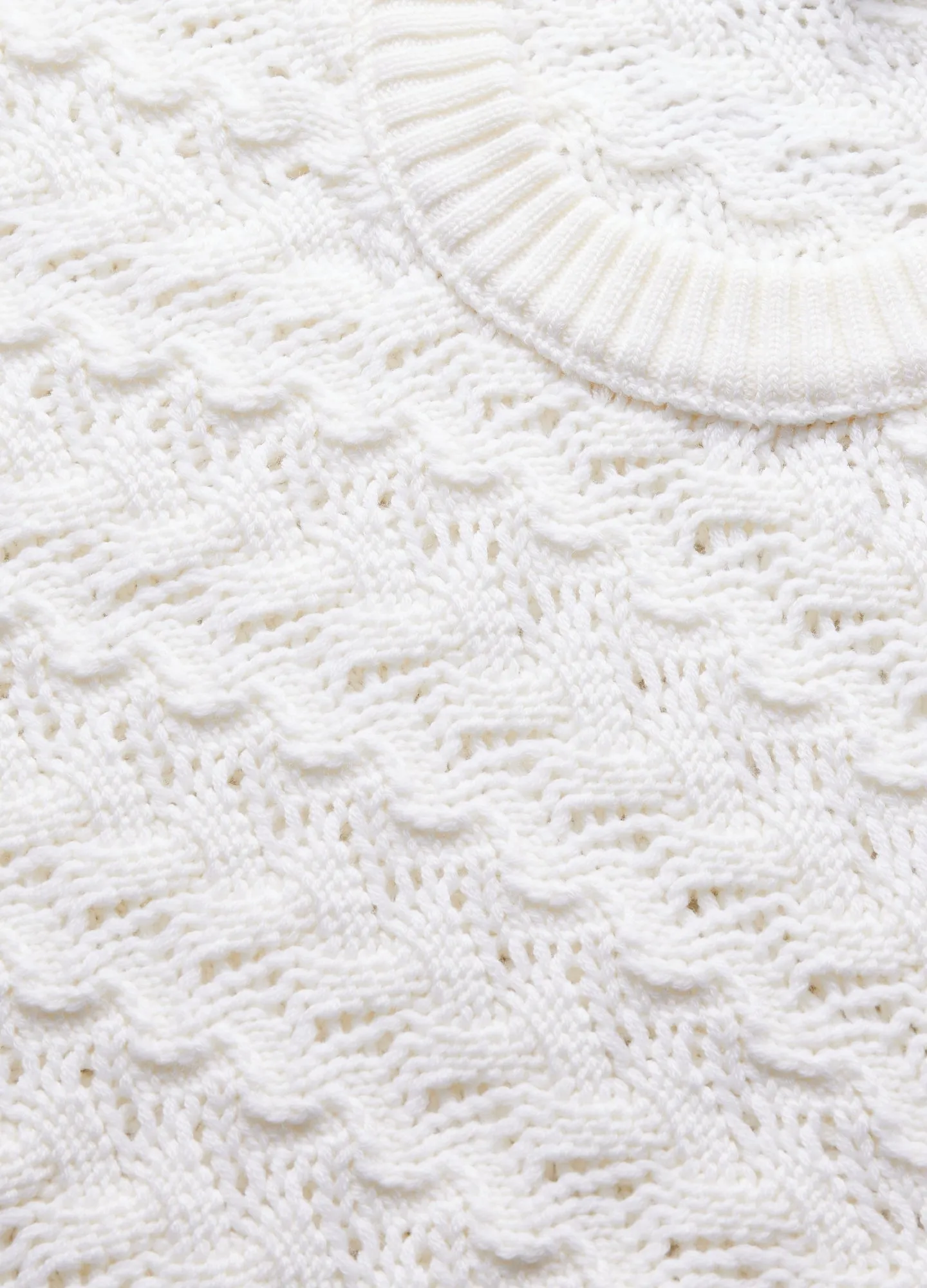 Wool Lace Cable Sweater Ivory