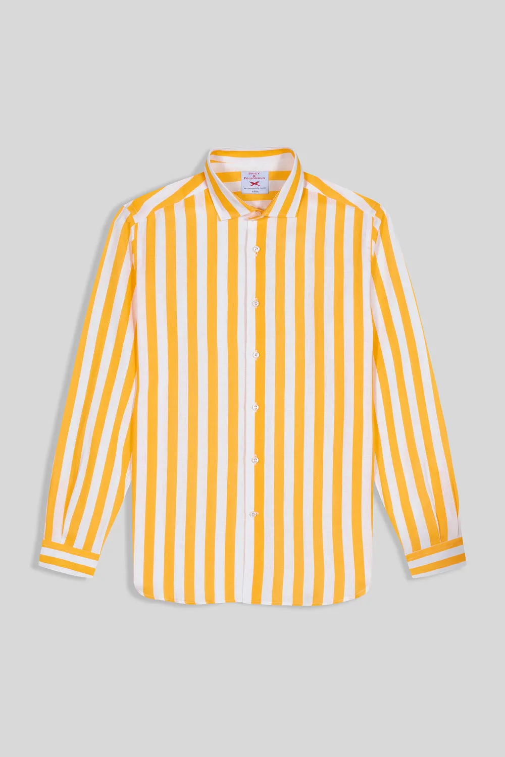 yellow striped linen shirt